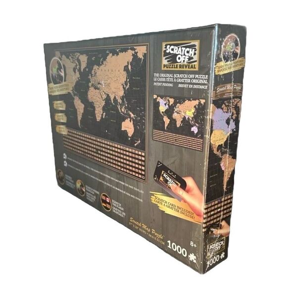 Scratch off Puzzle Reveal World Map With Flags, Gift For Travelers! 1000 Pcs NEW - Picture 3 of 3